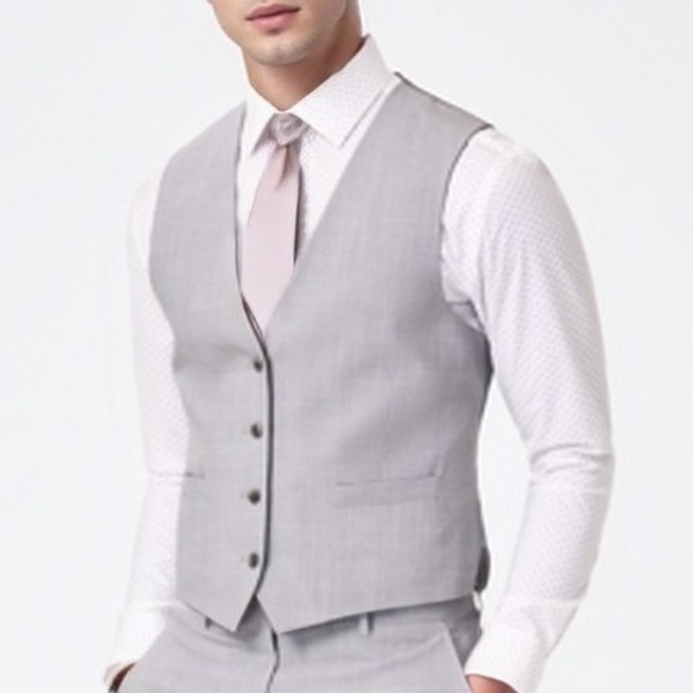 Calvin Klein Mens Madelle Suit Vest XL Light Grey Formal Tailored Luxury NWT